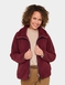 Teddy Fleece Jacket with Faux Leather Trim - Wine