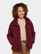 Teddy Fleece Jacket with Faux Leather Trim - Wine