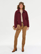 Teddy Fleece Jacket with Faux Leather Trim - Wine