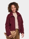 Teddy Fleece Jacket with Faux Leather Trim - Wine
