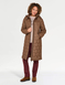 Long Quilted Water Resistant Coat - Chocolate
