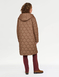 Long Quilted Water Resistant Coat - Chocolate