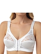 Marlon Front Fastening Soft Cup Lace Trim Bra - White