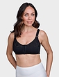 Cotton Rich Wide Strap Front Fastening Bra - Black