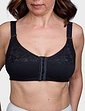 Cotton Rich Wide Strap Front Fastening Bra - Black