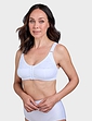 Cotton Rich Wide Strap Front Fastening Bra - White