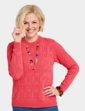 Cable and Diamond Design Jumper - Coral