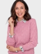 Cable and Diamond Design Jumper - Pink