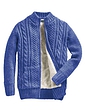 Ladies Borg Fleece Lined Zip Cardigan - Blue