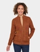 Borg Fleece Lined Zip Cardigan - Caramel
