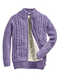 Ladies Borg Fleece Lined Zip Cardigan - Lavender