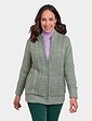 Fleece Lined Zip Cardigan - Sage