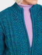 Borg Fleece Lined Zip Cardigan - Teal