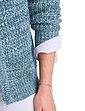 Textured Marl Knit Zip Cardigan - Blue