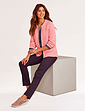 Textured Marl Knit Zip Cardigan - Flamingo