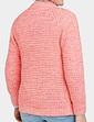 Textured Marl Knit Zip Cardigan - Flamingo