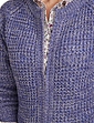 Textured Marl Knit Zip Cardigan - Indigo