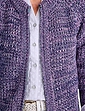 Textured Marl Knit Zip Cardigan - Purple