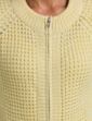 Textured Marl Knit Zip Cardigan - Vanilla