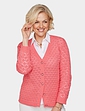 Pointelle Ladies Knit Cardigan - Coral