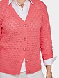 Pointelle Ladies Knit Cardigan - Coral