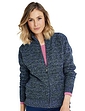 Knitted Fleece Lined Zip Cardigan - Blue