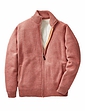 Knitted Fleece Lined Zip Cardigan - Coral