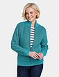 Knitted Fleece Lined Zip Cardigan - Green