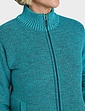 Knitted Fleece Lined Zip Cardigan - Green