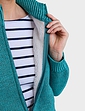 Knitted Fleece Lined Zip Cardigan - Green