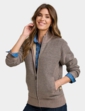 Knitted Fleece Lined Zip Cardigan - Natural