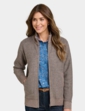 Knitted Fleece Lined Zip Cardigan - Natural