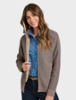 Knitted Fleece Lined Zip Cardigan - Natural