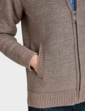 Knitted Fleece Lined Zip Cardigan - Natural