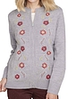 Knitted Embroidered Zip Cardigan
