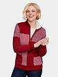 Patchwork Fleece Trim Cardigan - Red