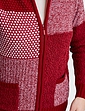 Patchwork Fleece Trim Cardigan - Red