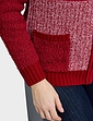 Patchwork Fleece Trim Cardigan - Red