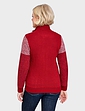 Patchwork Fleece Trim Cardigan - Red