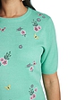 Embroidered Butterfly and Floral Short Sleeve Jumper Green