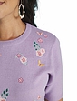 Embroidered Butterfly and Floral Short Sleeve Jumper Lavender