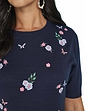 Embroidered Butterfly and Floral Short Sleeve Jumper Navy