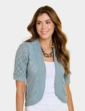 Pointelle Shrug - Duck Egg