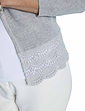 Crochet Hem Diamante Button Cardigan - Grey