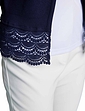 Crochet Hem Diamante Button Cardigan - Navy