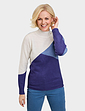 Colour Block Turtle Neck Jumper - Blue