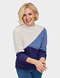 Colour Block Turtle Neck Jumper - Blue