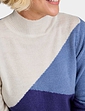 Colour Block Turtle Neck Jumper - Blue