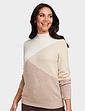 Colour Block Turtle Neck Jumper - Natural