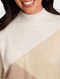 Colour Block Turtle Neck Jumper - Natural